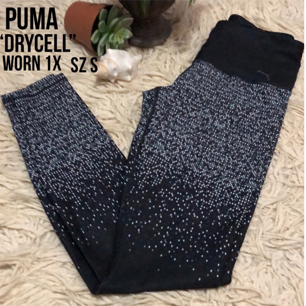 Puma Tights-Drycell Technology-Sz S-Worn 1x-Black/White/Gray-EUC
